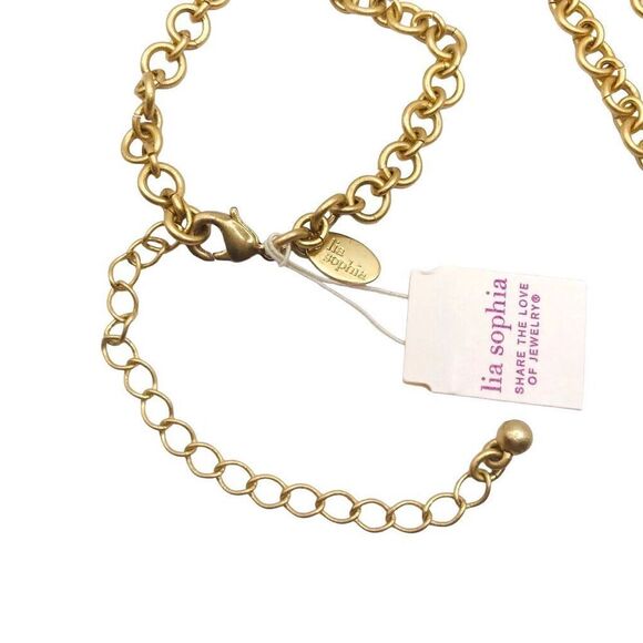 Lia Sophia "Four Tet" Long Matte Gold Tone Necklace - Picture 5 of 7